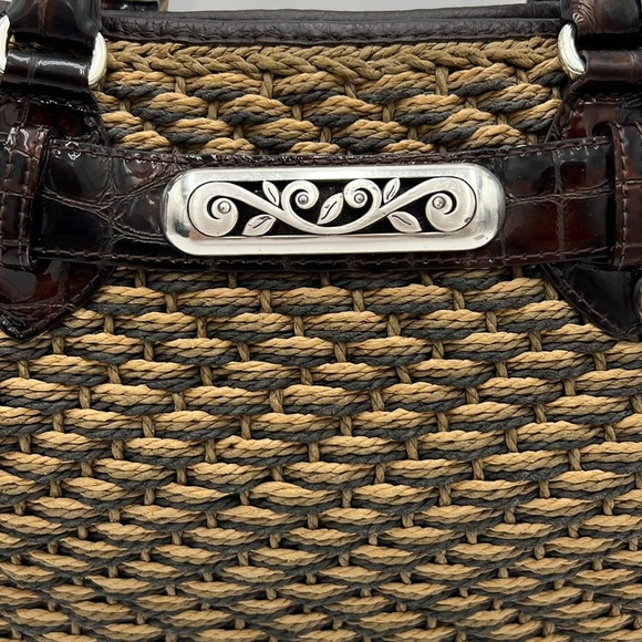 BRIGHTON WOMEN’S WOVEN CROC EMBOSSED PURSE HANDBAG SATCHEL LARGE - Picture 7 of 11